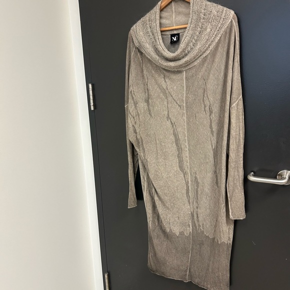 NU Denmark L Tan Cowl Neck Dress with Relaxed Fit- wool blend/collar angora/wool - Picture 2 of 13
